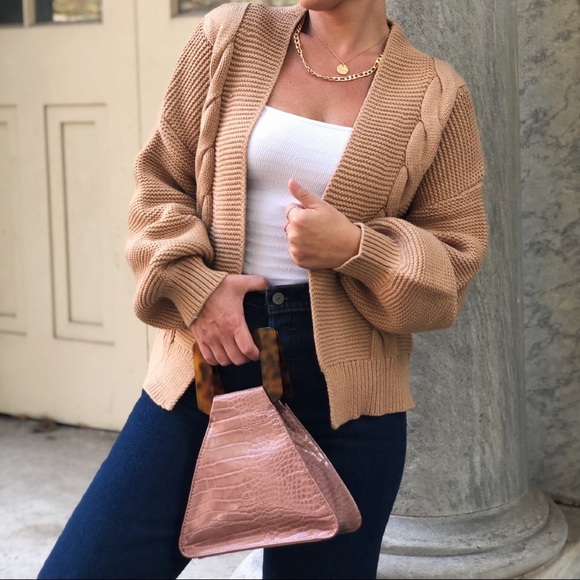 Last 1✨Mock Croc Top Handle Triangle Bag - Mauve - Picture 5 of 5